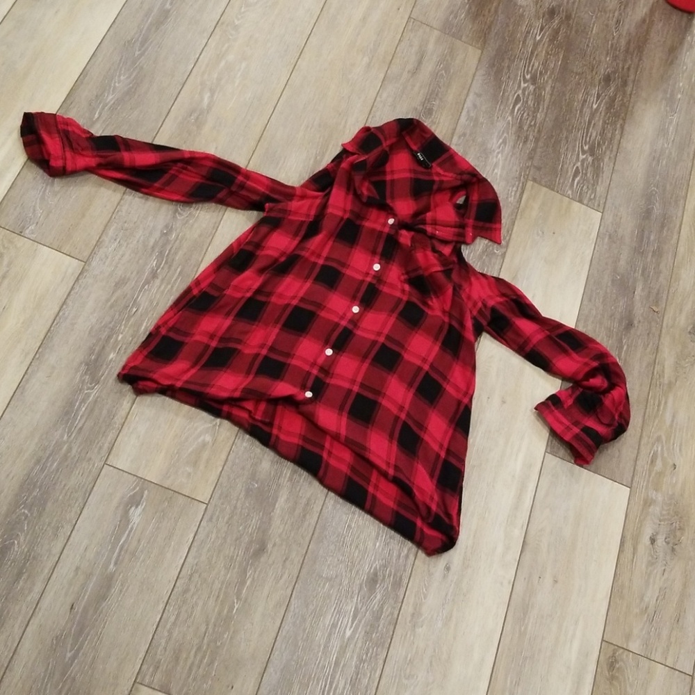 Cold Shoulder Button Down Top - image 1